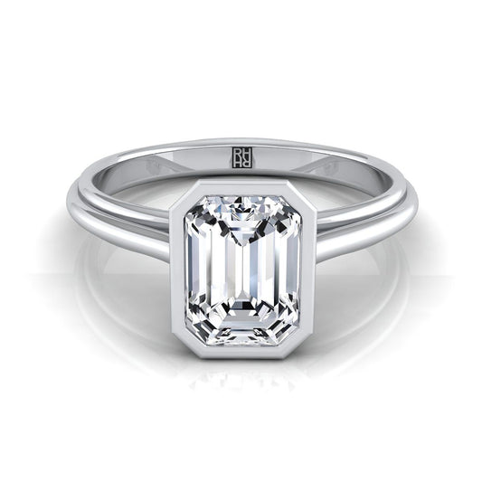European Cut, Bezel Cathedral Solitaire Emerald, in 18K White Gold | RockHer