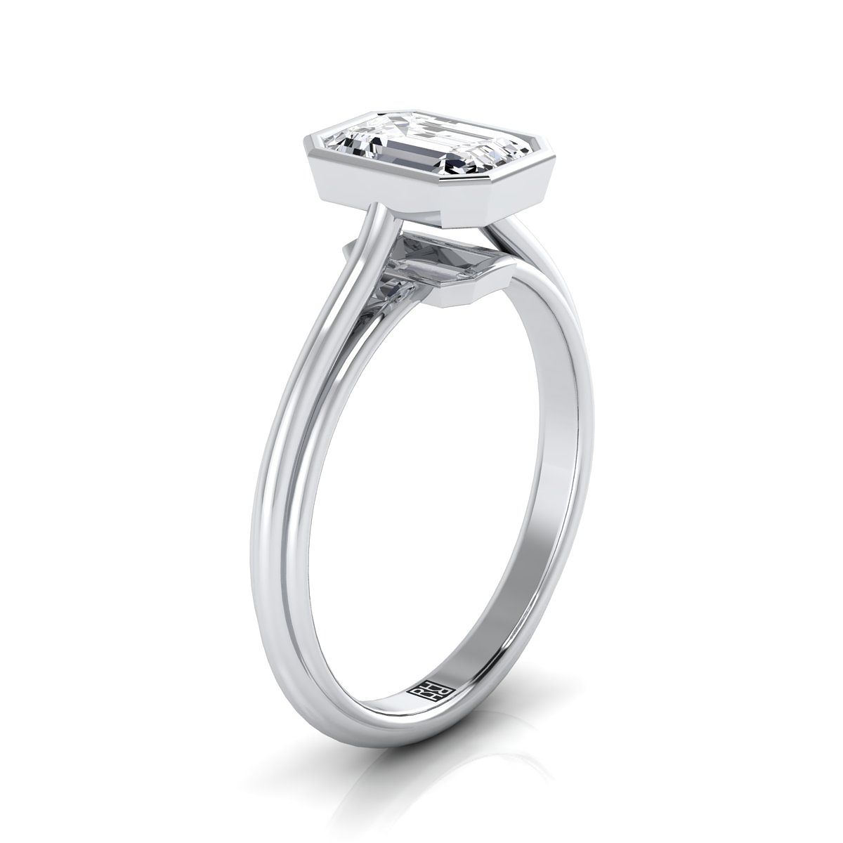 European Cut, Bezel Cathedral Solitaire Emerald, in Platinum – side profile | RockHer