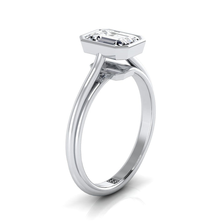 European Cut, Bezel Cathedral Solitaire Emerald, in Platinum – side profile | RockHer