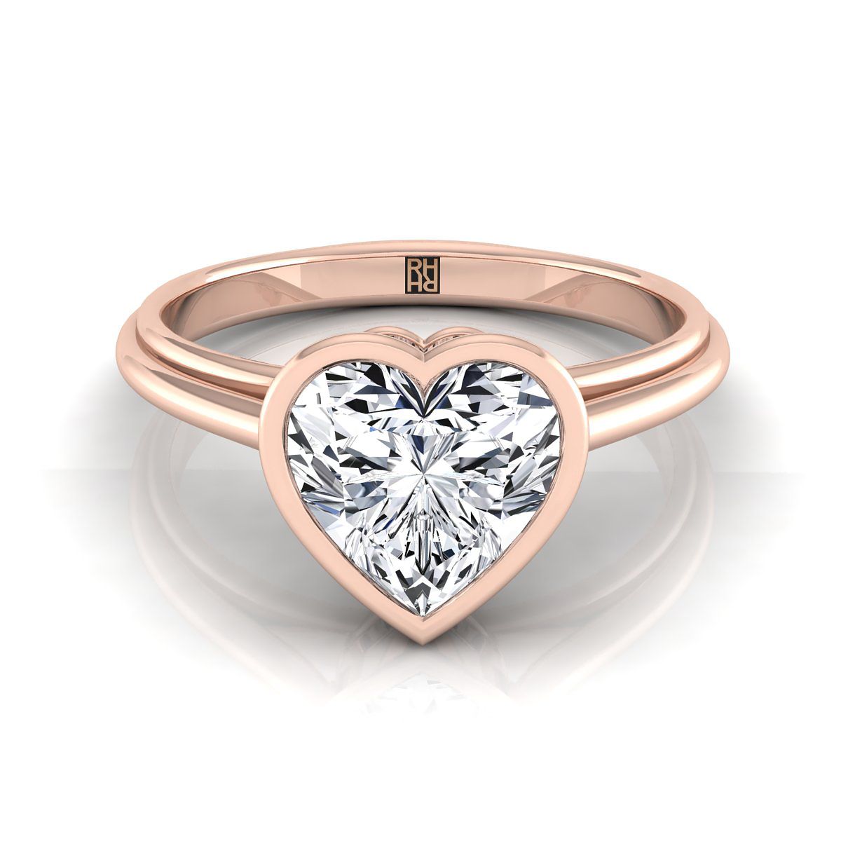 Bezel Cathedral Solitaire Heart Shape, in 14K Rose Gold | RockHer