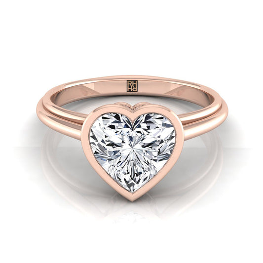Bezel Cathedral Solitaire Heart Shape, in 14K Rose Gold | RockHer