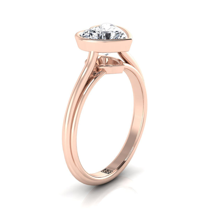 Bezel Cathedral Solitaire Heart Shape, in 14K Rose Gold – side profile | RockHer