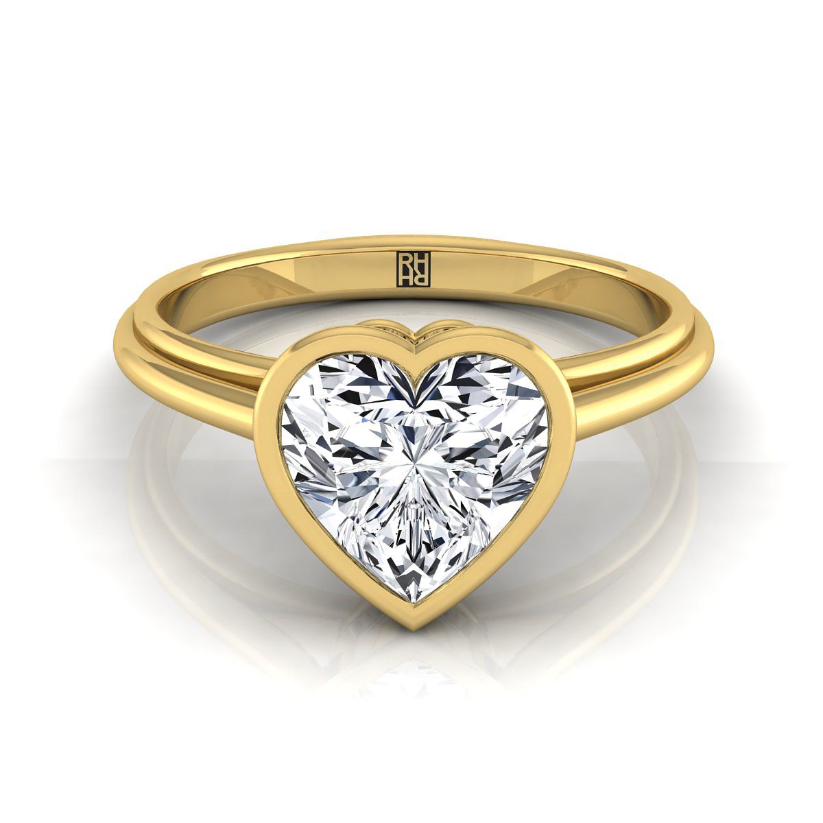 Bezel Cathedral Solitaire Heart Shape, in 18K Yellow Gold | RockHer