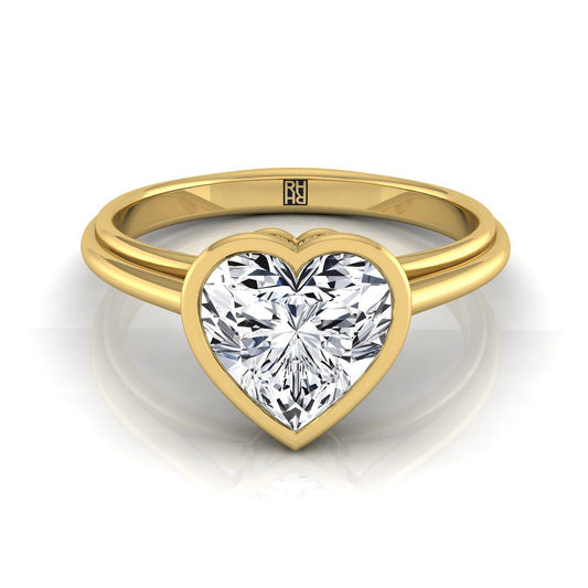 Bezel Cathedral Solitaire Heart Shape, in 18K Yellow Gold | RockHer
