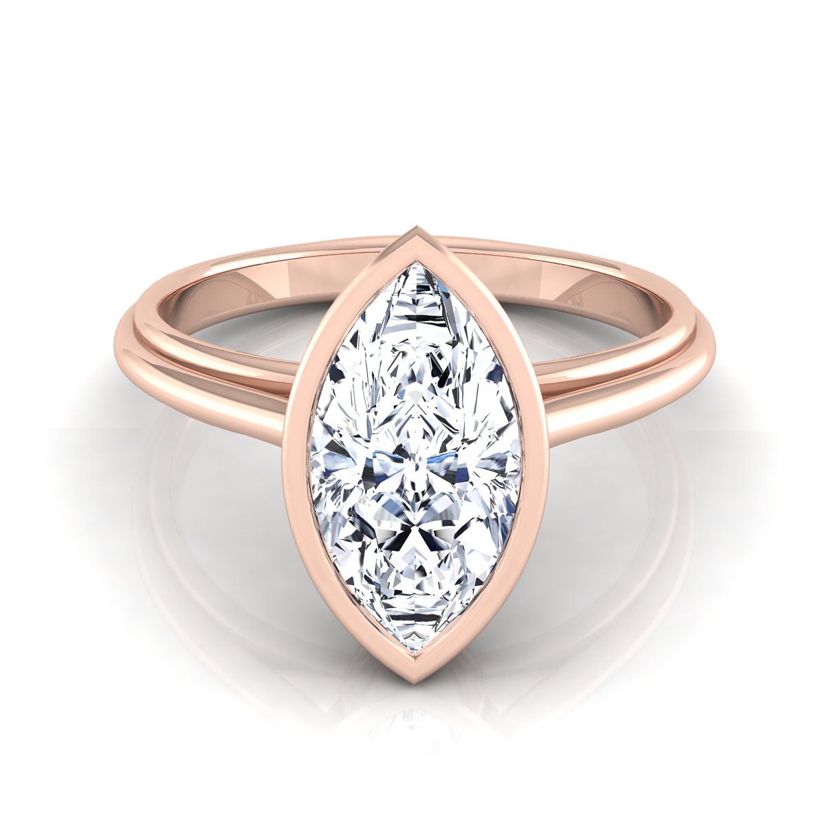 Bezel Cathedral Solitaire Marquise, in 14K Rose Gold | RockHer