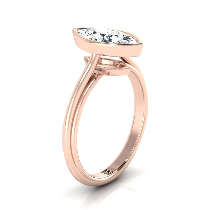Bezel Cathedral Solitaire Marquise, in 14K Rose Gold – side profile | RockHer
