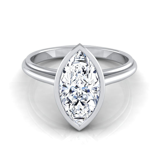 Bezel Cathedral Solitaire Marquise, in 18K White Gold | RockHer