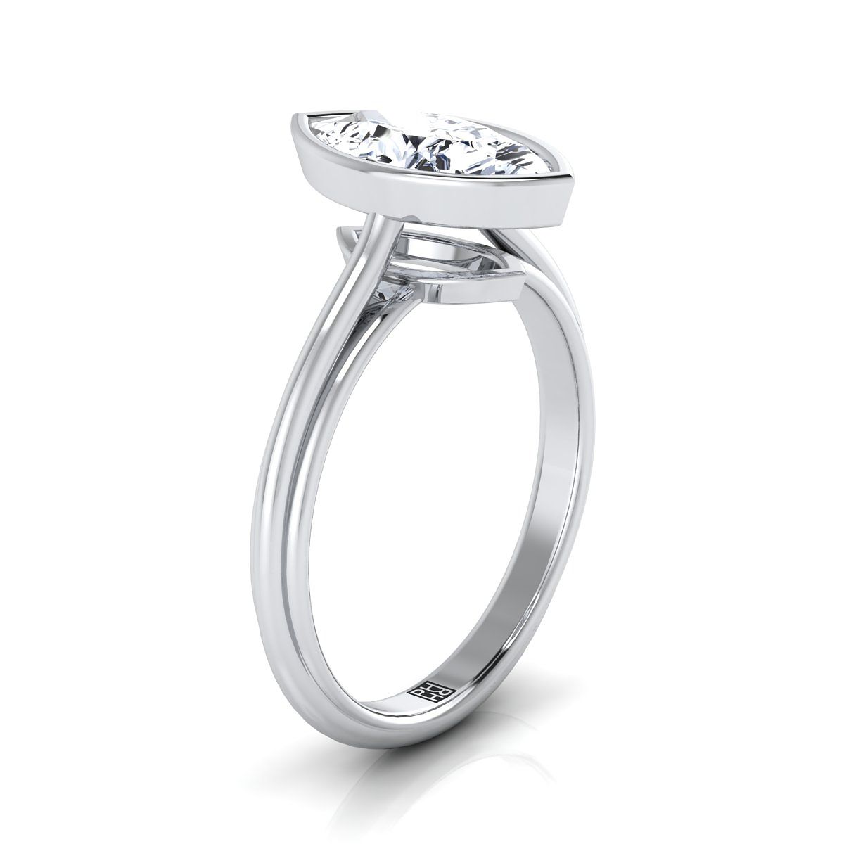 Bezel Cathedral Solitaire Marquise, in Platinum – side profile | RockHer