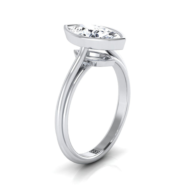 Bezel Cathedral Solitaire Marquise, in 18K White Gold – side profile | RockHer