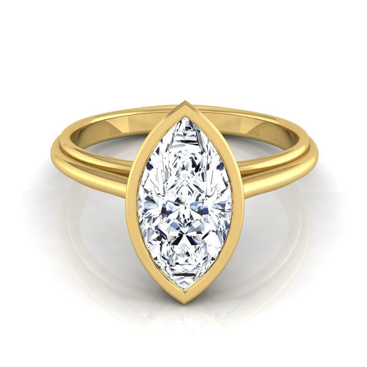 Bezel Cathedral Solitaire Marquise, in 18K Yellow Gold | RockHer