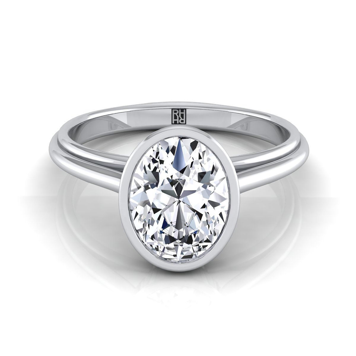 Bezel Cathedral Solitaire Oval, in 18K White Gold | RockHer