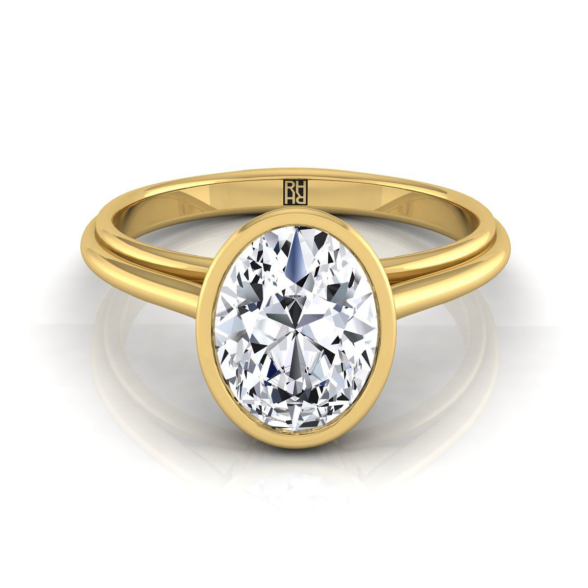 Bezel Cathedral Solitaire Oval, in 18K Yellow Gold | RockHer