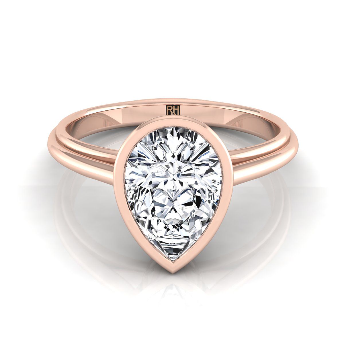 Bezel Cathedral Solitaire Pear Shape, in 14K Rose Gold | RockHer