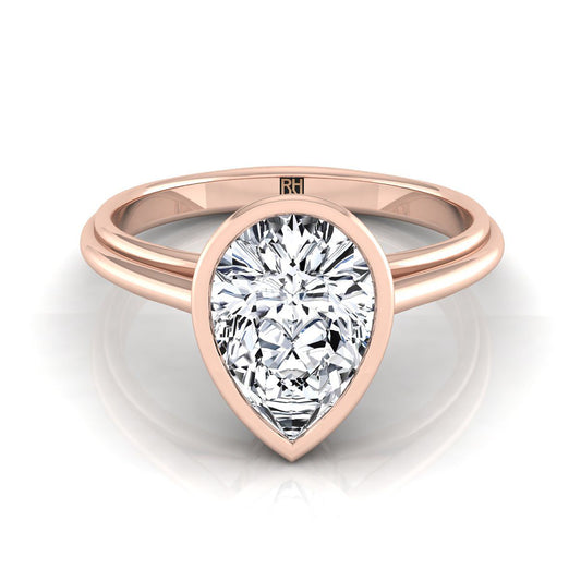 Bezel Cathedral Solitaire Pear Shape, in 14K Rose Gold | RockHer
