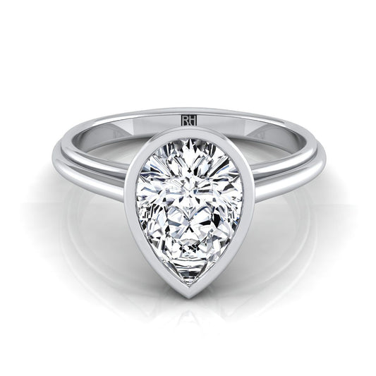 Bezel Cathedral Solitaire Pear Shape, in Platinum | RockHer
