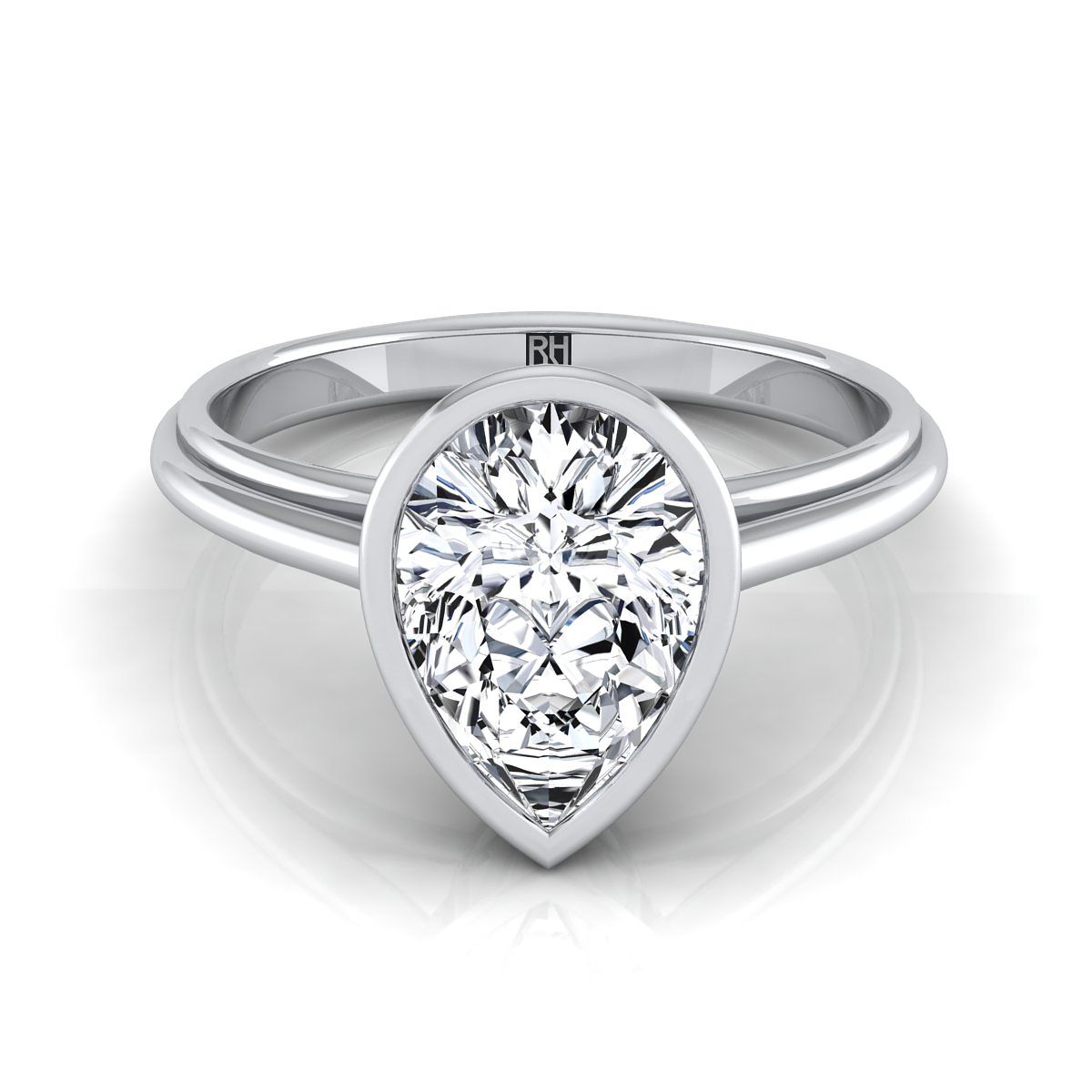 Bezel Cathedral Solitaire Pear Shape, in 18K White Gold | RockHer