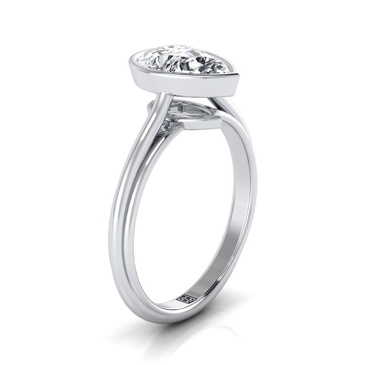Bezel Cathedral Solitaire Pear Shape, in Platinum – side profile | RockHer