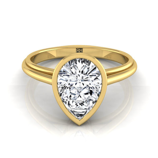 Bezel Cathedral Solitaire Pear Shape, in 18K Yellow Gold | RockHer
