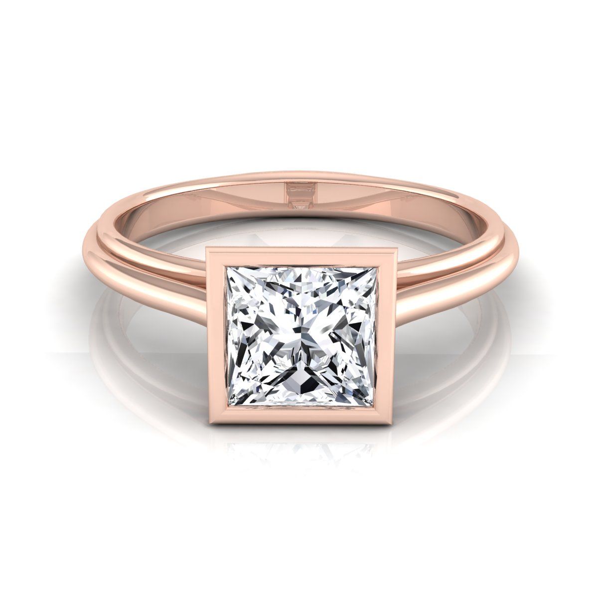 Bezel Cathedral Solitaire Princess, in 14K Rose Gold | RockHer