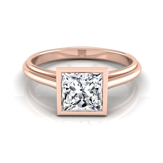 Bezel Cathedral Solitaire Princess, in 14K Rose Gold | RockHer
