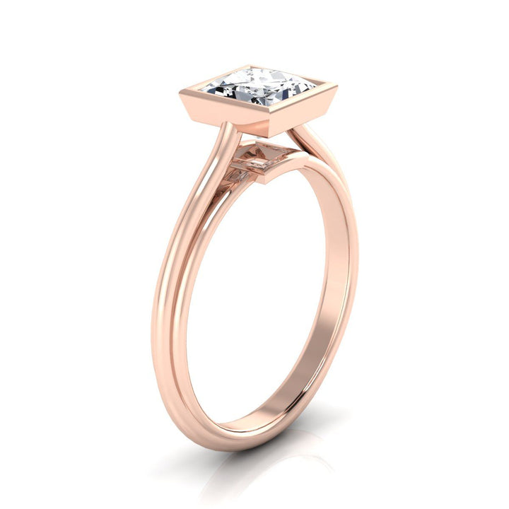 Bezel Cathedral Solitaire Princess, in 14K Rose Gold – side profile | RockHer