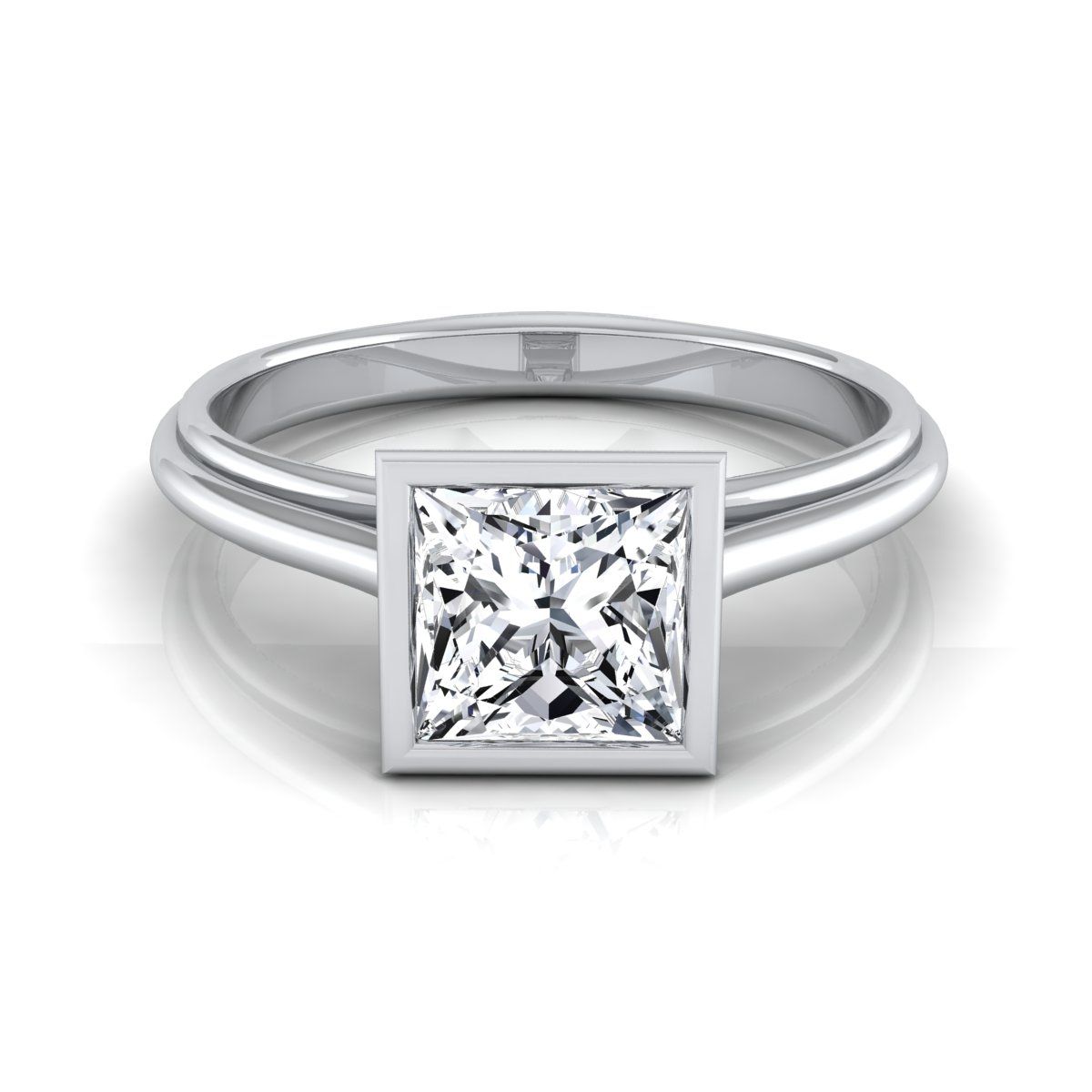 Bezel Cathedral Solitaire Princess, in Platinum | RockHer