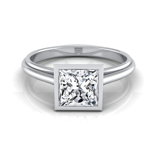 Bezel Cathedral Solitaire Princess, in Platinum | RockHer