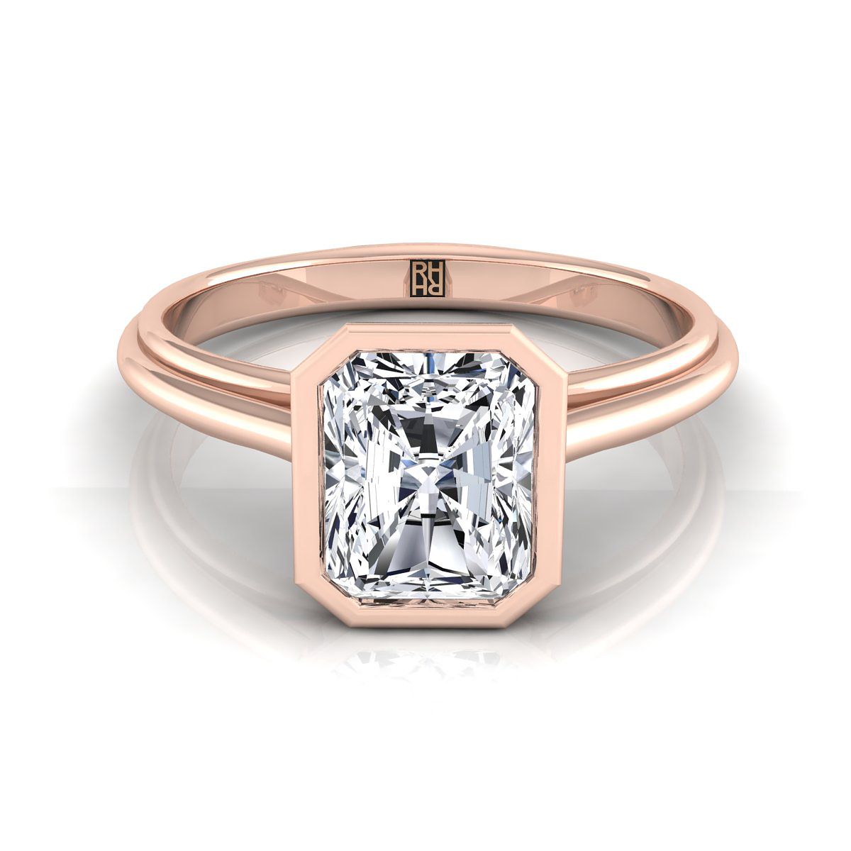 Bezel Cathedral Solitaire Radiant, in 14K Rose Gold | RockHer