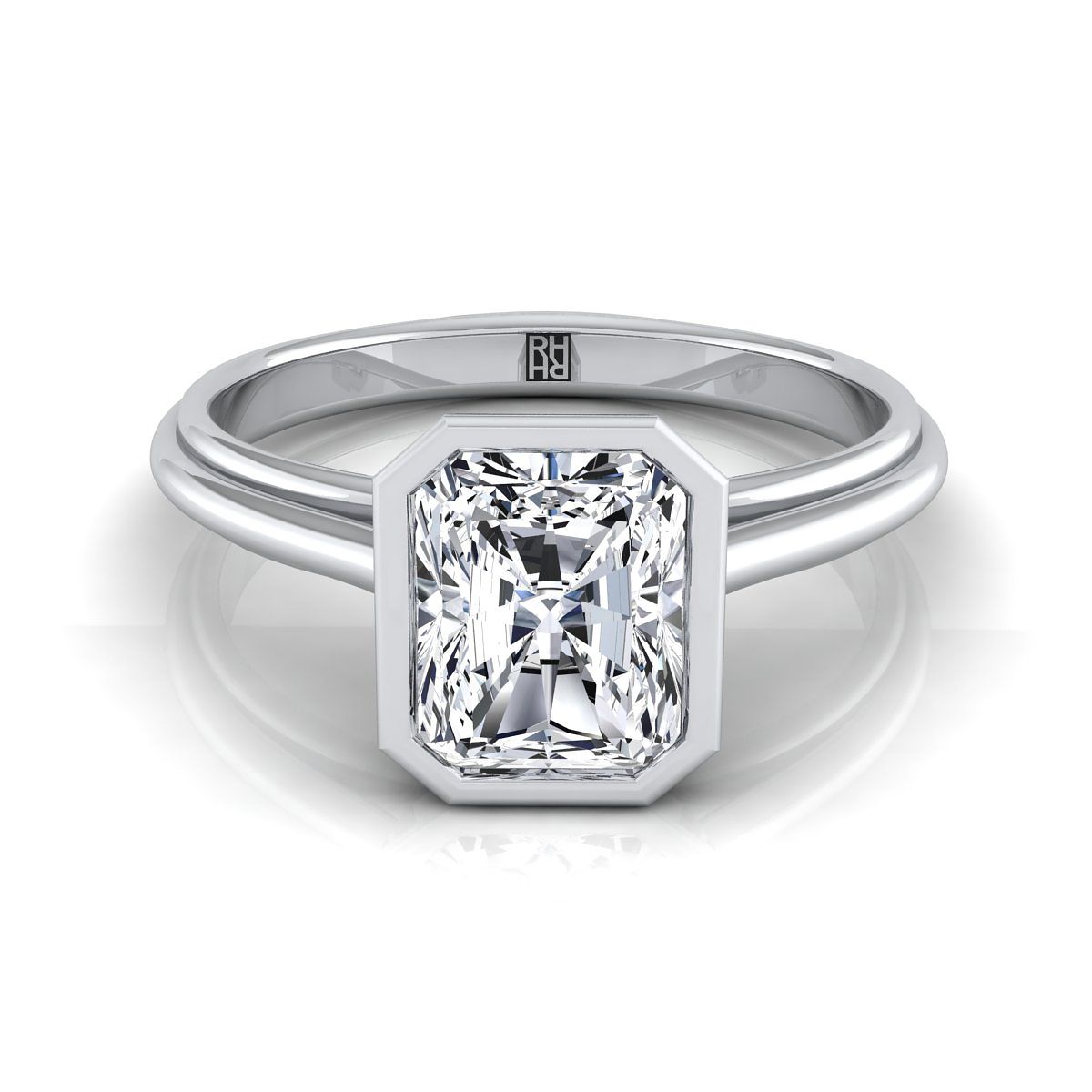 Bezel Cathedral Solitaire Radiant, in Platinum | RockHer
