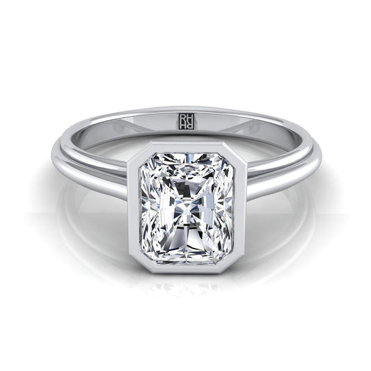 Bezel Cathedral Solitaire Radiant, in 18K White Gold | RockHer
