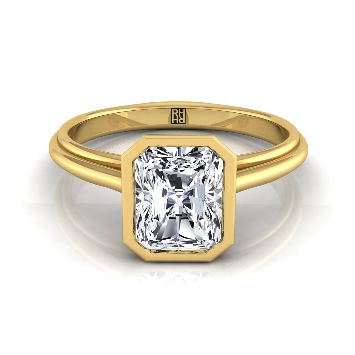 Bezel Cathedral Solitaire Radiant, in 18K Yellow Gold | RockHer