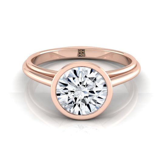 Round Brilliant, Bezel Cathedral Solitaire, in 14K Rose Gold | RockHer