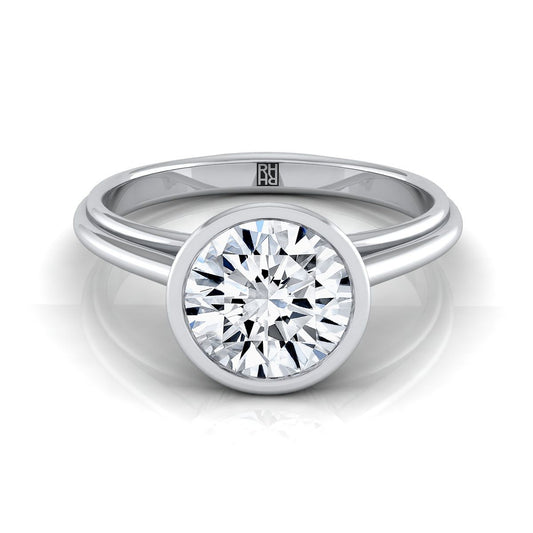 Round Brilliant, Bezel Cathedral Solitaire, in 18K White Gold | RockHer