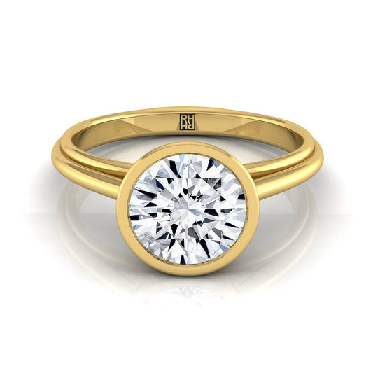 Round Brilliant, Bezel Cathedral Solitaire, in 18K Yellow Gold | RockHer