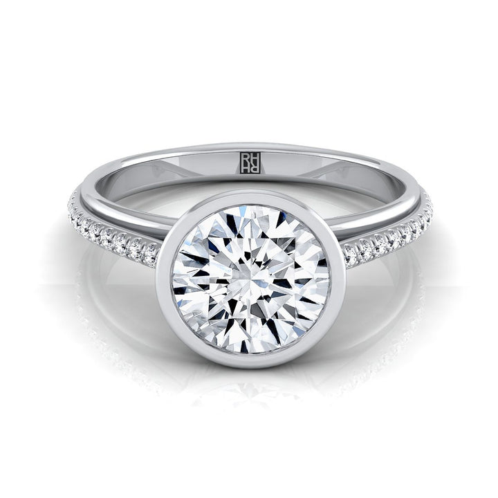 Round Brilliant, Linear Bezel Pavé, in Platinum – view 8 | RockHer