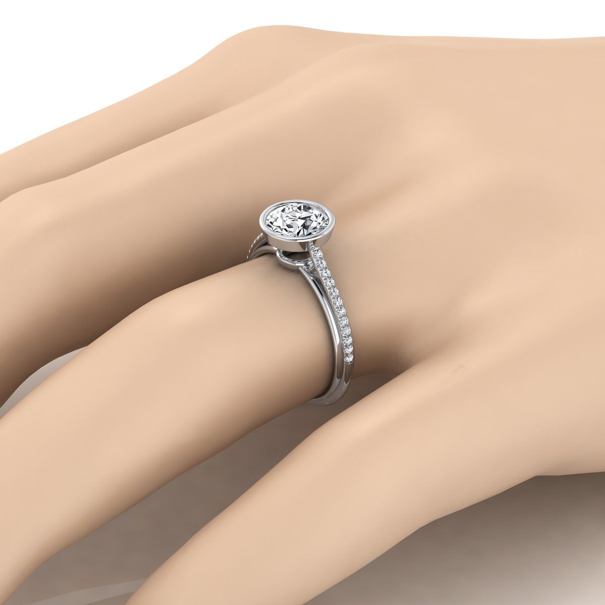 ตัวเรือนแหวนหมั้นเพชร Cappella ทรงกลม ฝังหุ้มขอบ แพลทินัม 950 จาก RockHer