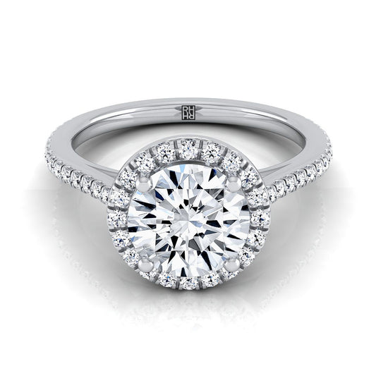 Round Brilliant, Graduated Shank Pavé Halo, in Platinum, pave setting | RockHer