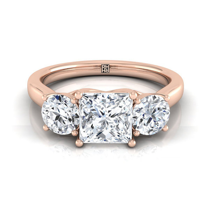 ตัวเรือนแหวนหมั้นเพชร Natalie ทรงปริ๊นเซส ฝังปาเว่ ทองคำชมพู 14K จาก RockHer