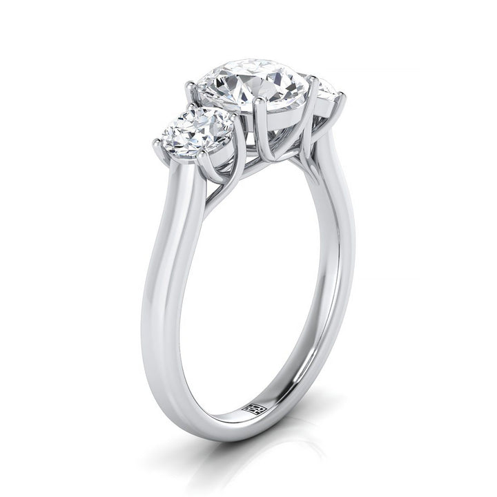 Round Brilliant, Classic Three Stone Round, in Platinum, pave setting – view 9 | RockHer