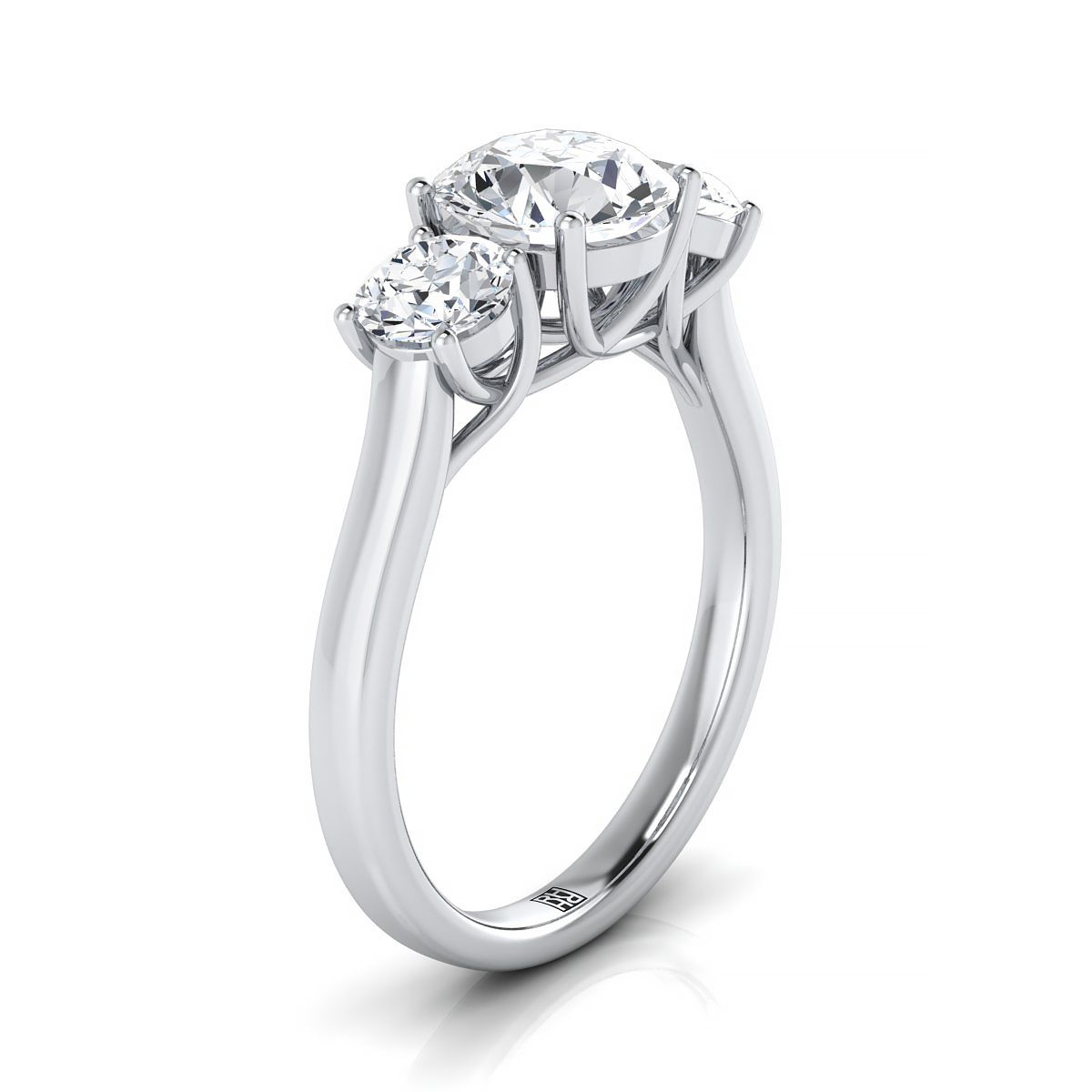 Platinum Round Brilliant Classic Three Stone Diamond Engagement Ring -5/8ctw