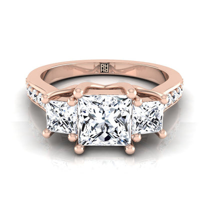 ตัวเรือนแหวนหมั้นเพชร Avery ทรงปริ๊นเซส ฝังปาเว่ ทองคำชมพู 14K จาก RockHer