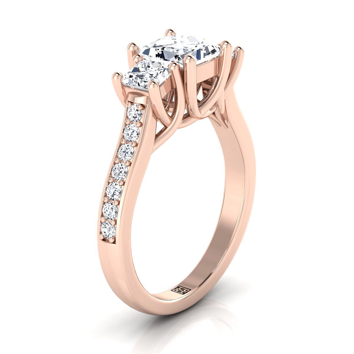 ตัวเรือนแหวนหมั้นเพชร Avery ทรงปริ๊นเซส ฝังปาเว่ ทองคำชมพู 14K จาก RockHer