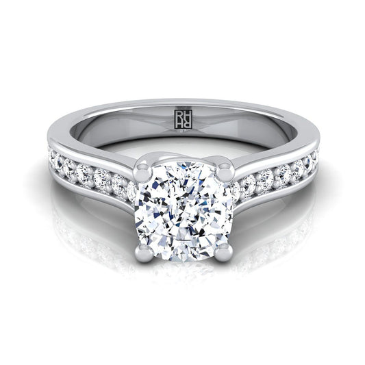 Channel Set Pavé Cushion, in Platinum, pave setting | RockHer