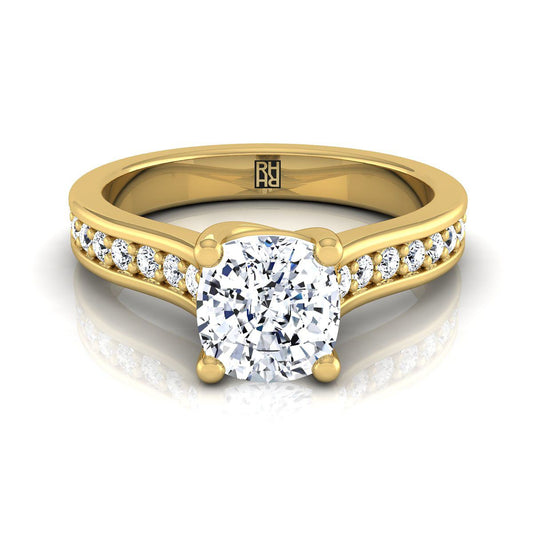 Channel Set Pavé Cushion, in 18K Yellow Gold, pave setting | RockHer