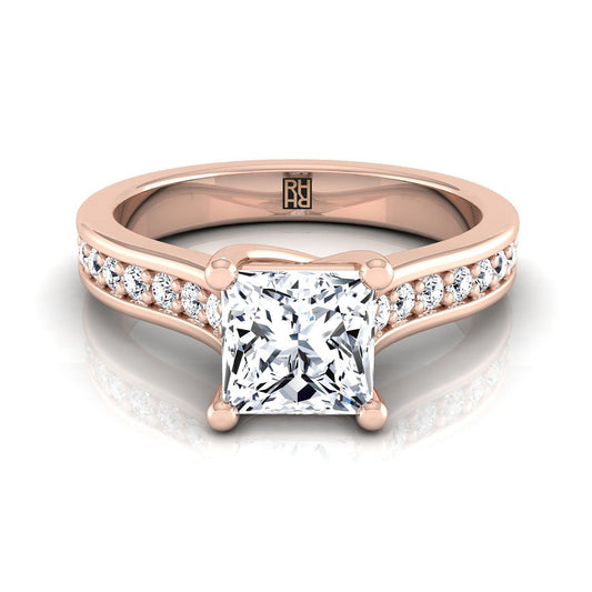 Channel Set Pavé Princess, in 14K Rose Gold, pave setting | RockHer