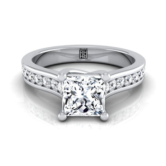 Channel Set Pavé Princess, in 18K White Gold, pave setting | RockHer