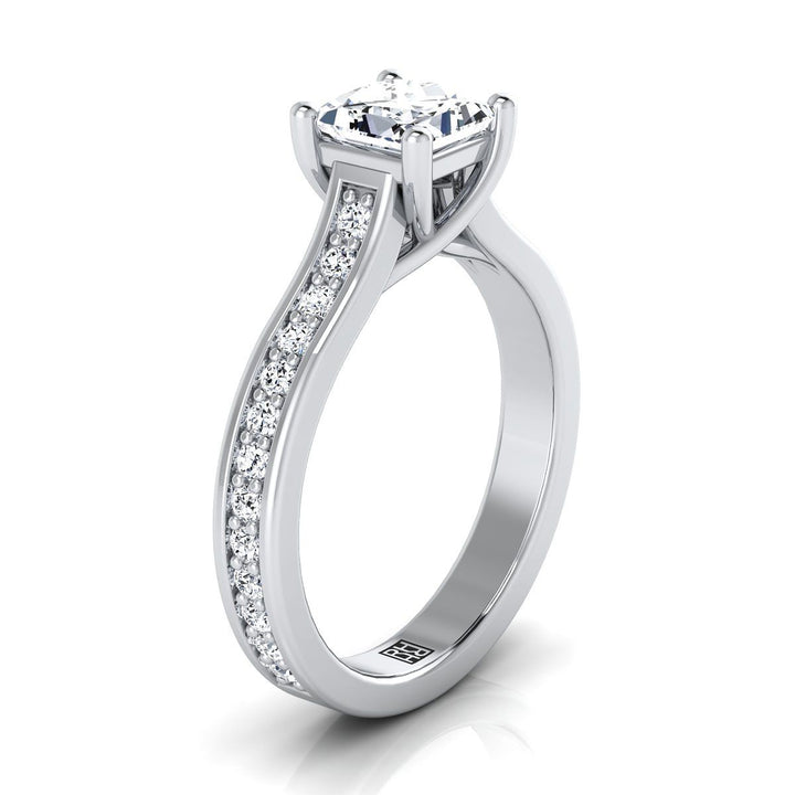 Channel Set Pavé Princess, in Platinum, pave setting – side profile | RockHer