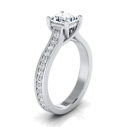 ตัวเรือนแหวนหมั้นเพชร Celesta ทรงปริ๊นเซส ฝังปาเว่ ทองคำขาว 18K จาก RockHer