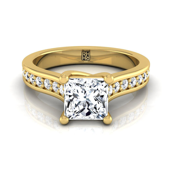 Channel Set Pavé Princess, in 18K Yellow Gold, pave setting – view 8 | RockHer