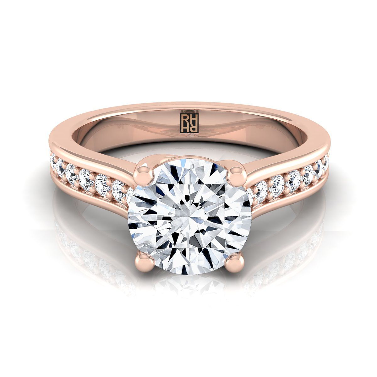 Round Brilliant, Channel Set Pavé, in 14K Rose Gold, pave setting | RockHer